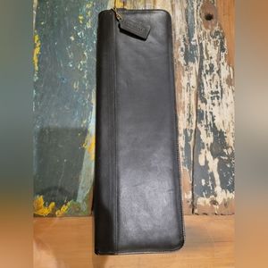 Coach black leather zippered tie case